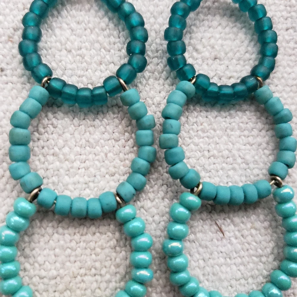 Blue Hoop Earrings, Blue Earrings, Statement Earrings, Bold Jewelry - Picture 2 of 4